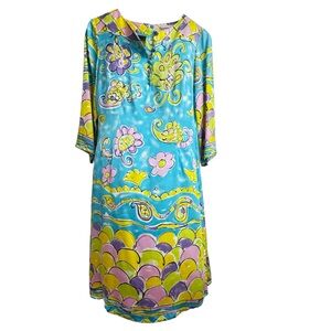 Pamela Ferrari 100% Premium Silk Artsy Travel Dress SZ 6